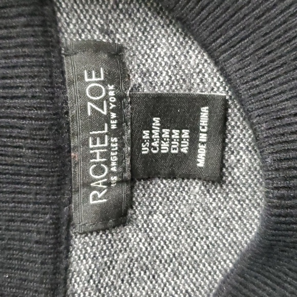 RACHEL ZOE BLACK W/WHITE STARS WARM&THICK CREW NECK SWEATER SZ MEDIUM - Picture 10 of 11